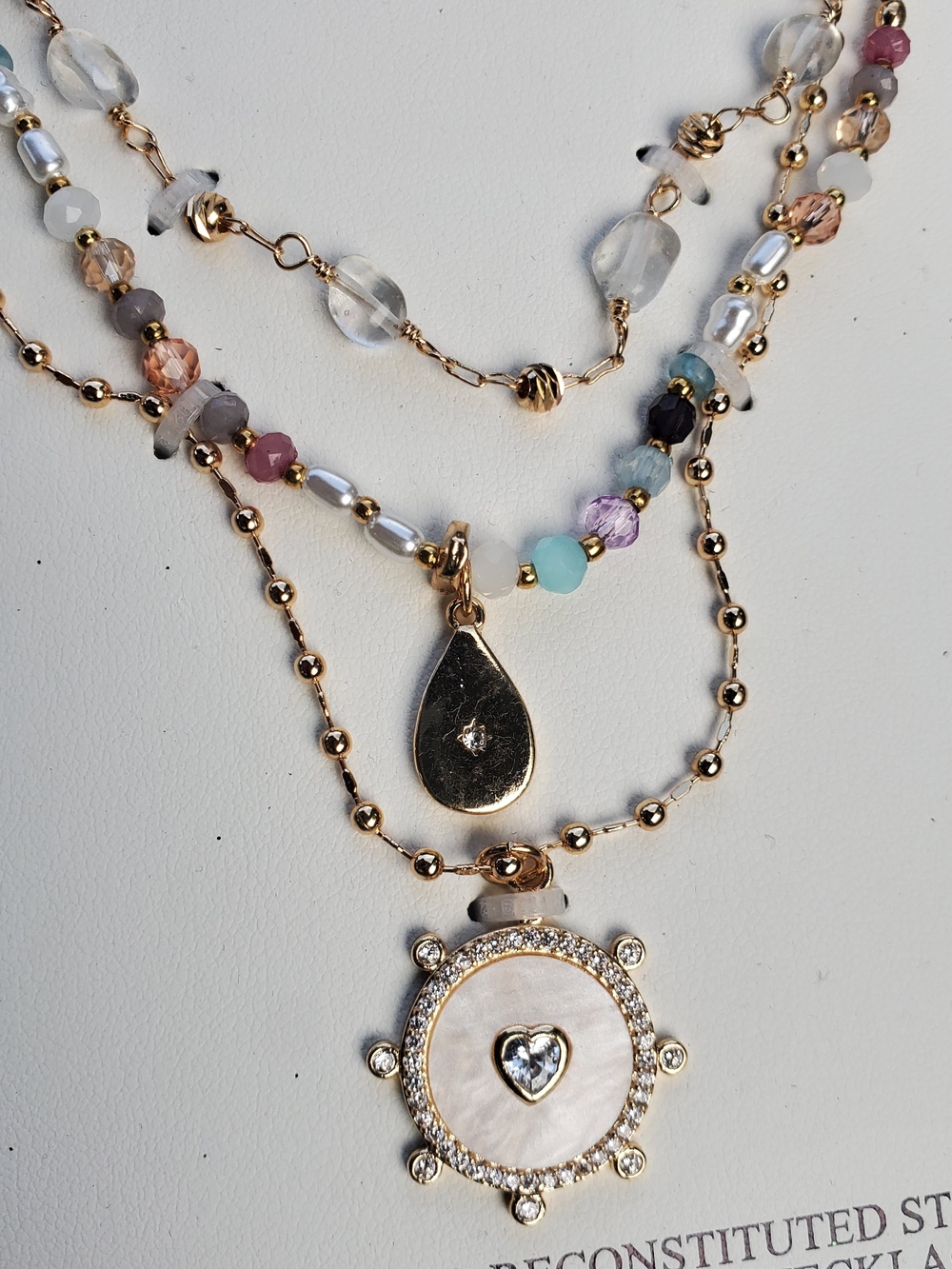 New Atterri Gold Multi-Color Layered Necklace Set - 3 Interchangeable Necklaces